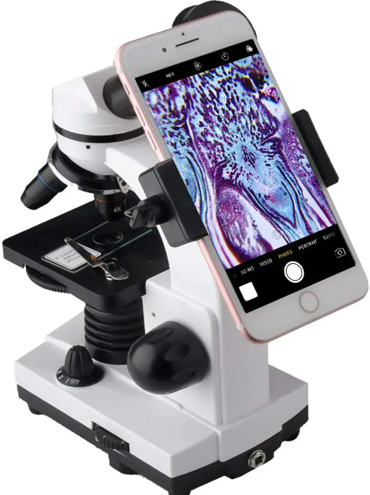iPhone-holder-attached-on-a-monocular-compound-microscope